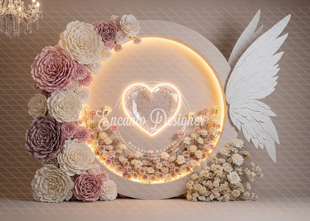 Avezano Angel Wing Floral Heart Neon Photography Background By Encanto Designer