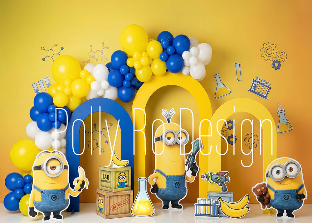 Avezano Minions Lab Birthday Photography Backdrop Designed By Polly Ro Design