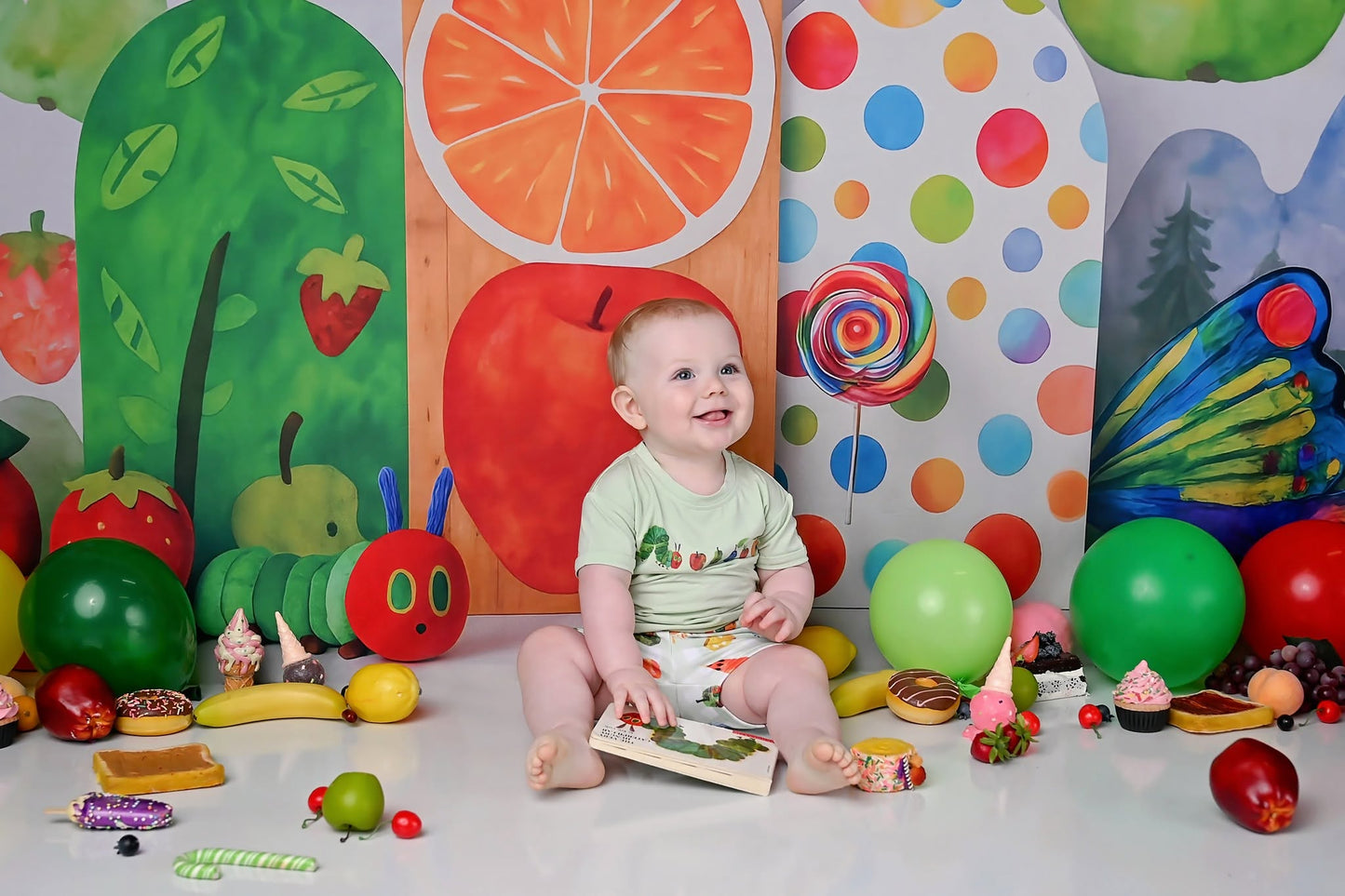 Avezano Caterpillar Fruit Theme Photography Backdrop Designed By Polly Ro Design