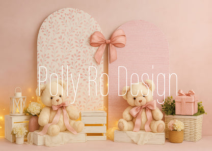 Toile de fond pour photographie de baiser de roses et de ballons de la Saint-Valentin d'Avezano conçue par Polly Ro Design