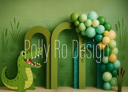 Avezano Cute Crocodile Jungle Photography Backdrop Designed By Polly Ro Design