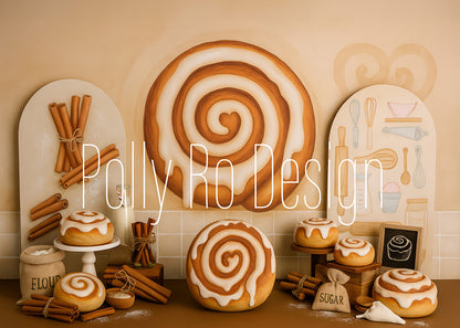 Avezano Cinnamon Roll Bakery Photography Backdrop Designed By Polly Ro Design