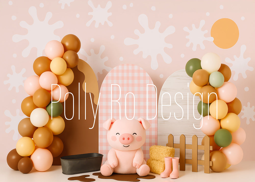 Toile de fond pour photographie de baiser de roses et de ballons de la Saint-Valentin d'Avezano conçue par Polly Ro Design