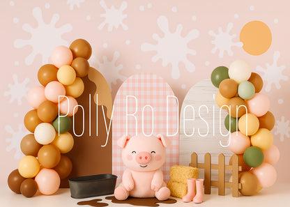 Toile de fond pour photographie de baiser de roses et de ballons de la Saint-Valentin d'Avezano conçue par Polly Ro Design