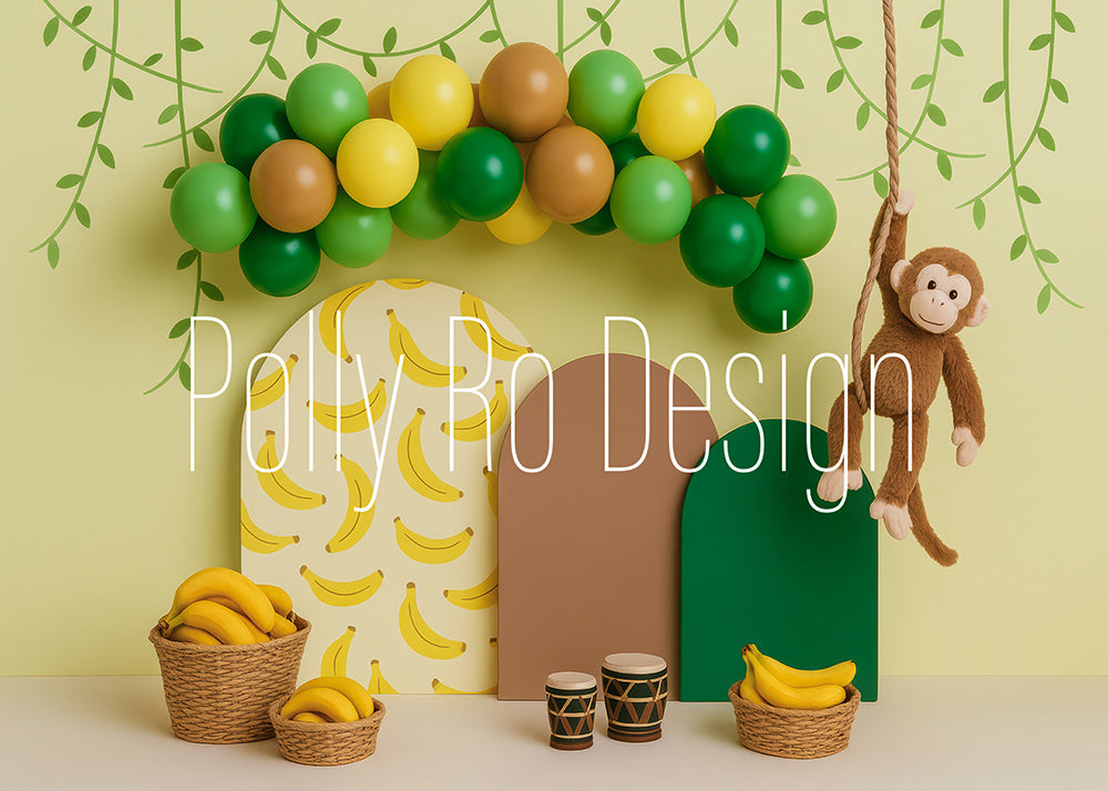 Avezano Jungle Monkey Banana Photography Backdrop Designed By Polly Ro Design