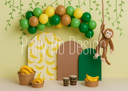 Avezano Jungle Monkey Banana Photography Backdrop Designed By Polly Ro Design