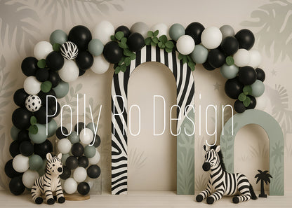 Toile de fond pour photographie de baiser de roses et de ballons de la Saint-Valentin d'Avezano conçue par Polly Ro Design
