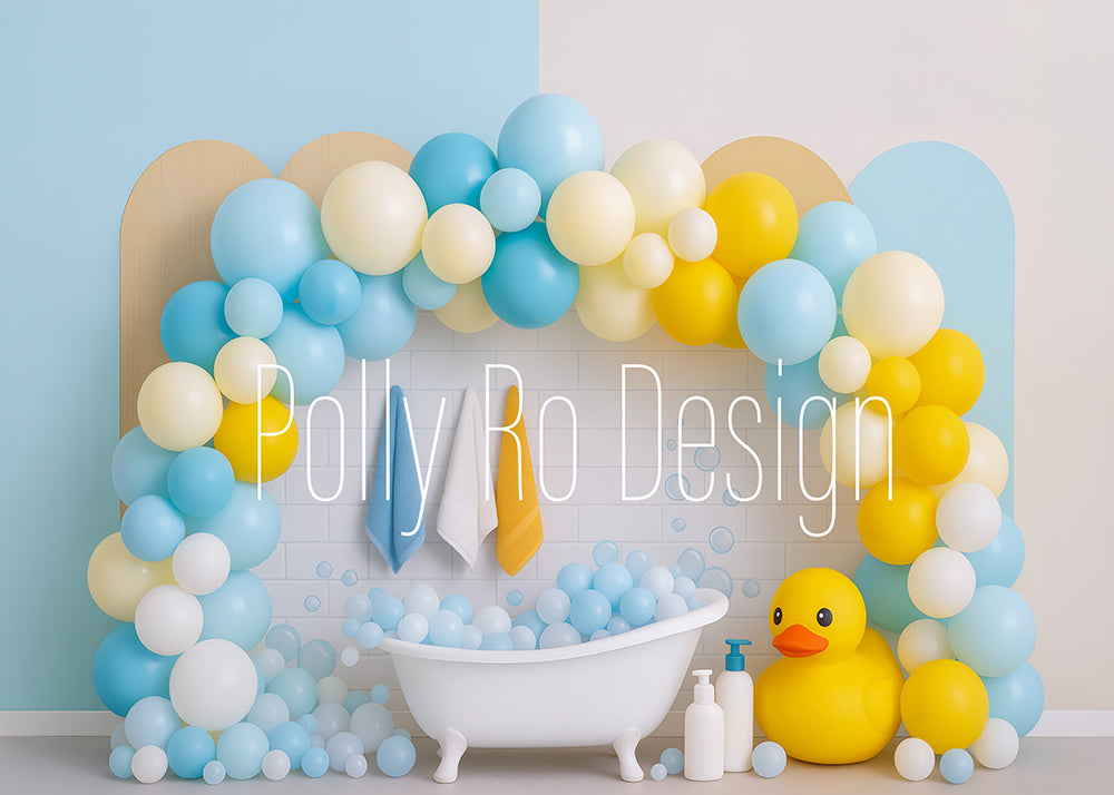 Toile de fond pour photographie de baiser de roses et de ballons de la Saint-Valentin d'Avezano conçue par Polly Ro Design