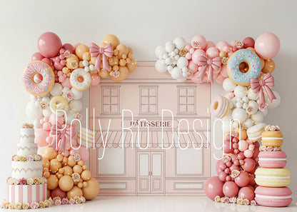 Toile de fond pour photographie de baiser de roses et de ballons de la Saint-Valentin d'Avezano conçue par Polly Ro Design