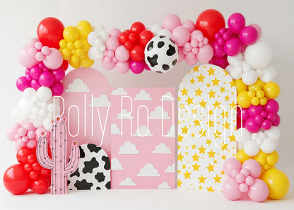 Toile de fond pour photographie de baiser de roses et de ballons de la Saint-Valentin d'Avezano conçue par Polly Ro Design