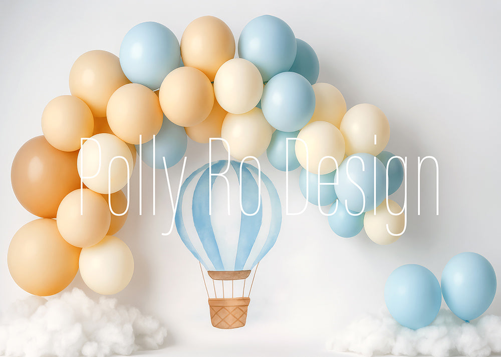 Toile de fond pour photographie de baiser de roses et de ballons de la Saint-Valentin d'Avezano conçue par Polly Ro Design