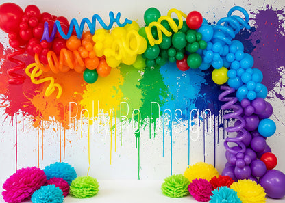 Avezano Rainbow Paint Splatter Balloon Photography Backdrop Designed By Polly Ro Design
