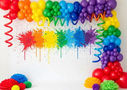 Avezano Rainbow Colorful Balloon Arch Photography Backdrop Designed By Polly Ro Design