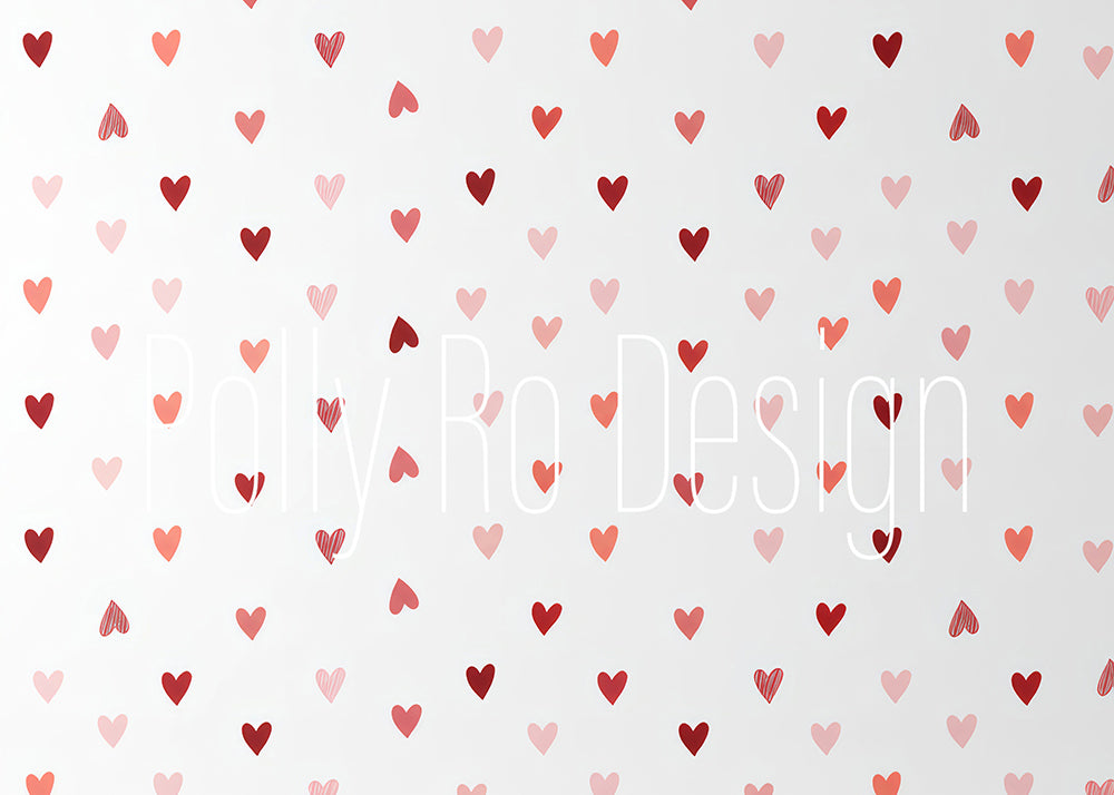 Avezano Red Pink Heart Pattern Photography Backdrop Designed By Polly Ro Design