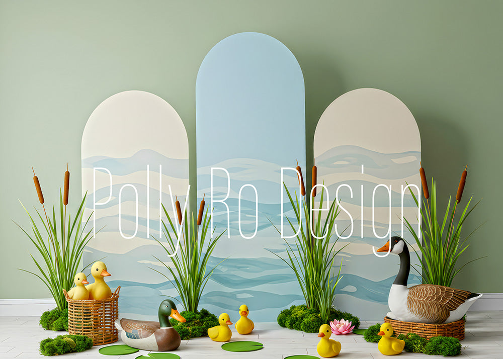 Avezano Duck Pond and Reeds Photography Backdrop Designed By Polly Ro Design