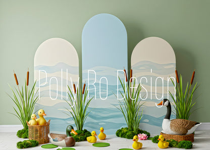 Avezano Duck Pond and Reeds Photography Backdrop Designed By Polly Ro Design
