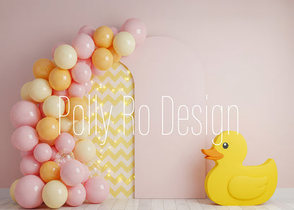 Toile de fond pour photographie de baiser de roses et de ballons de la Saint-Valentin d'Avezano conçue par Polly Ro Design