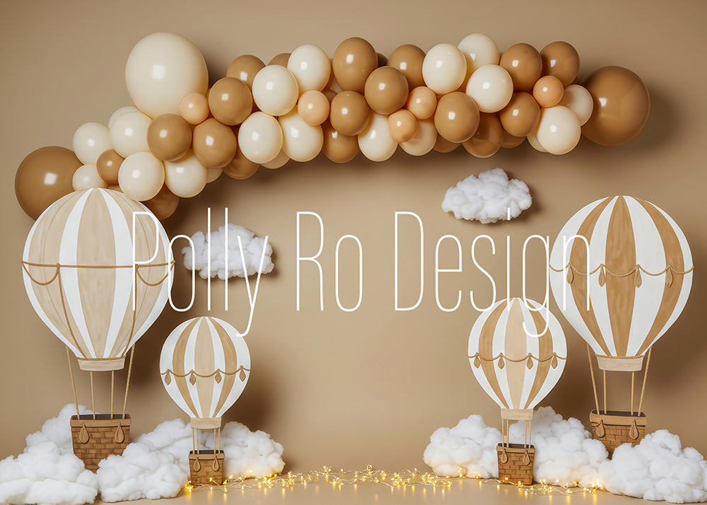 Toile de fond pour photographie de baiser de roses et de ballons de la Saint-Valentin d'Avezano conçue par Polly Ro Design