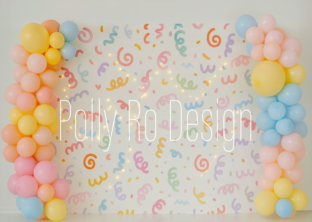 Toile de fond pour photographie de baiser de roses et de ballons de la Saint-Valentin d'Avezano conçue par Polly Ro Design