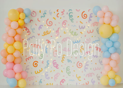 Toile de fond pour photographie de baiser de roses et de ballons de la Saint-Valentin d'Avezano conçue par Polly Ro Design