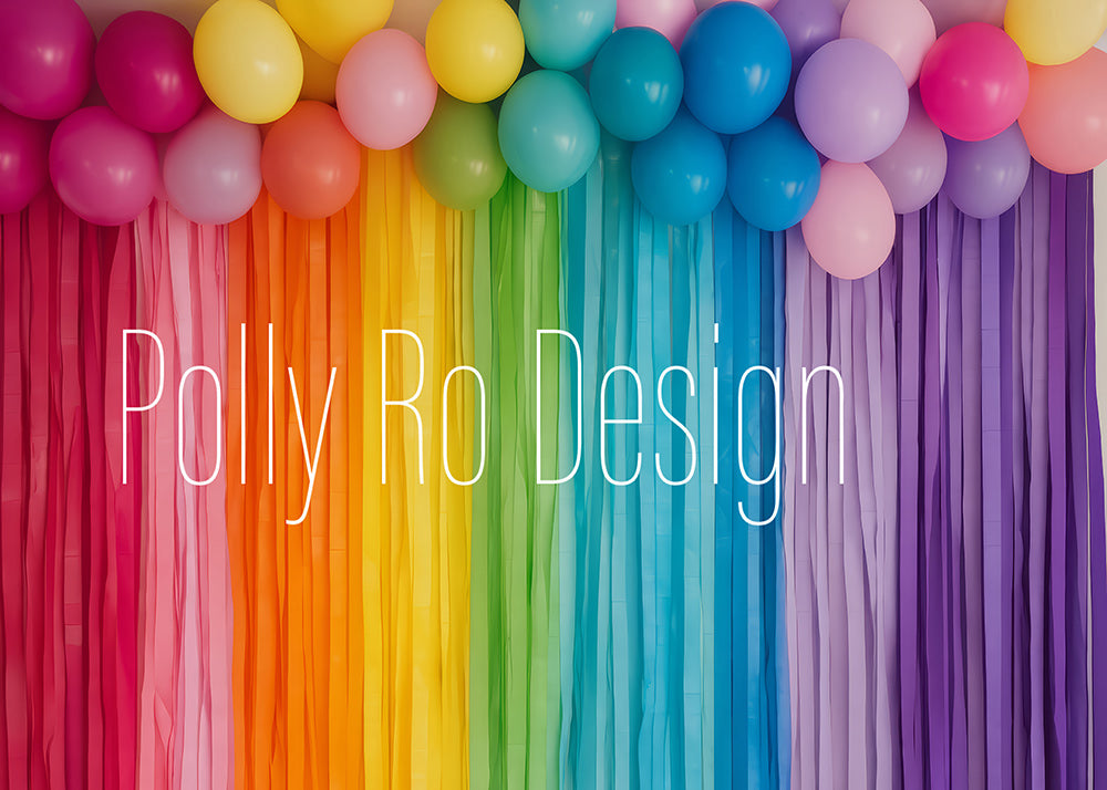Avezano Rainbow Fringe Party Balloon Photography Backdrop Designed By Polly Ro Design