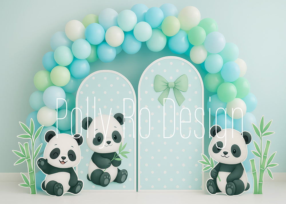 Avezano Cute Panda Bamboo Photography Backdrop Designed By Polly Ro Design