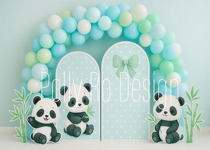 Avezano Cute Panda Bamboo Photography Backdrop Designed By Polly Ro Design