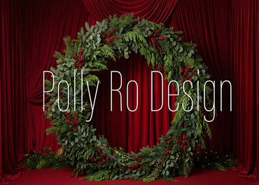 Avezano Red Curtain Christmas Wreath Photography Backdrop Designed By Polly Ro Design