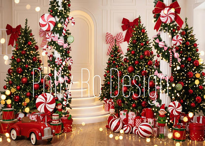 Avezano Elf and Candy Land Christmas Photography Backdrop Designed By Polly Ro Design