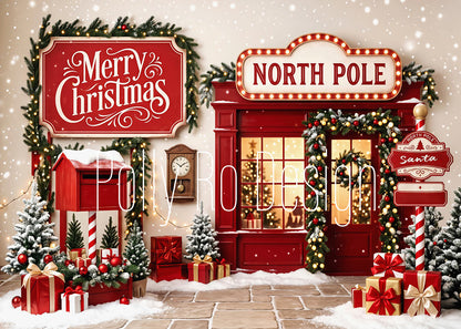 Avezano North Pole Santa Shop Photography Backdrop Designed By Polly Ro Design