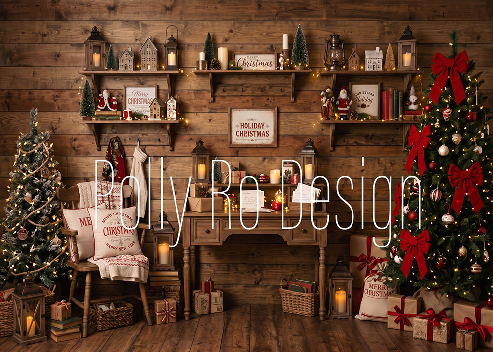 Avezano Wooden Shelf Holiday Christmas Photography Backdrop Designed By Polly Ro Design