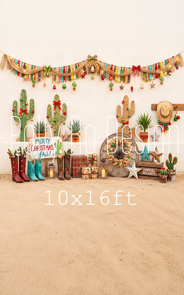 Avezano Cowgirl Cactus Christmas Photography Backdrop Designed By Polly Ro Design