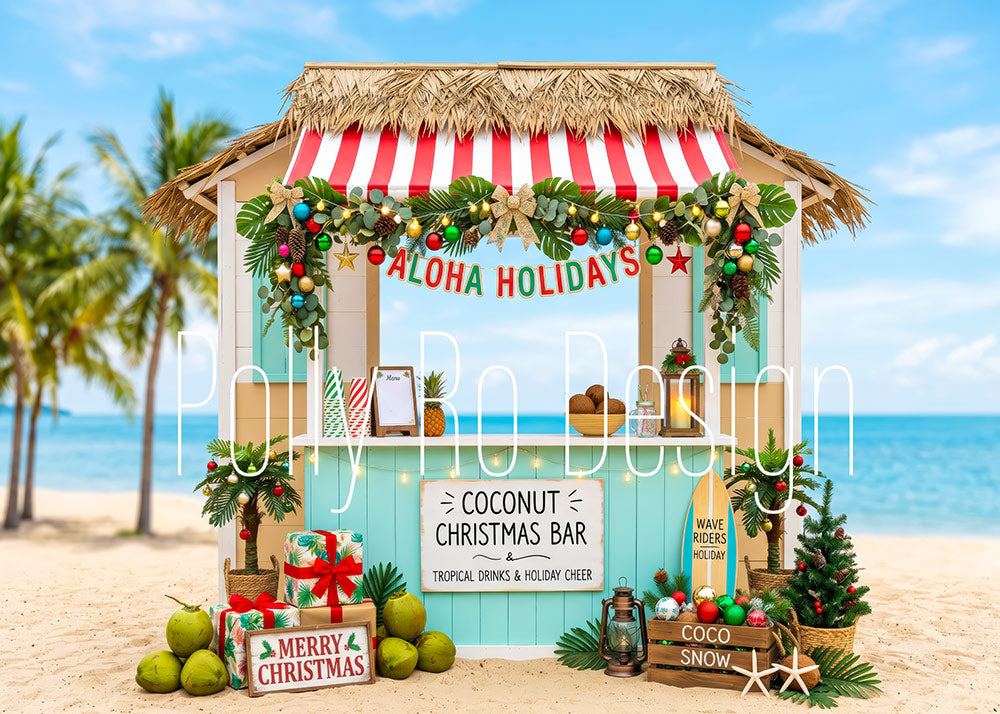 Avezano Tropical Beach Aloha Christmas Photography Backdrop Designed By Polly Ro Design