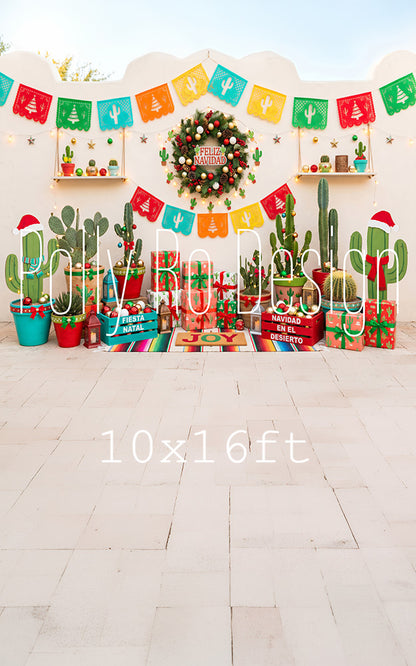 Avezano Mexican Fiesta Cactus Christmas Photography Backdrop Designed By Polly Ro Design