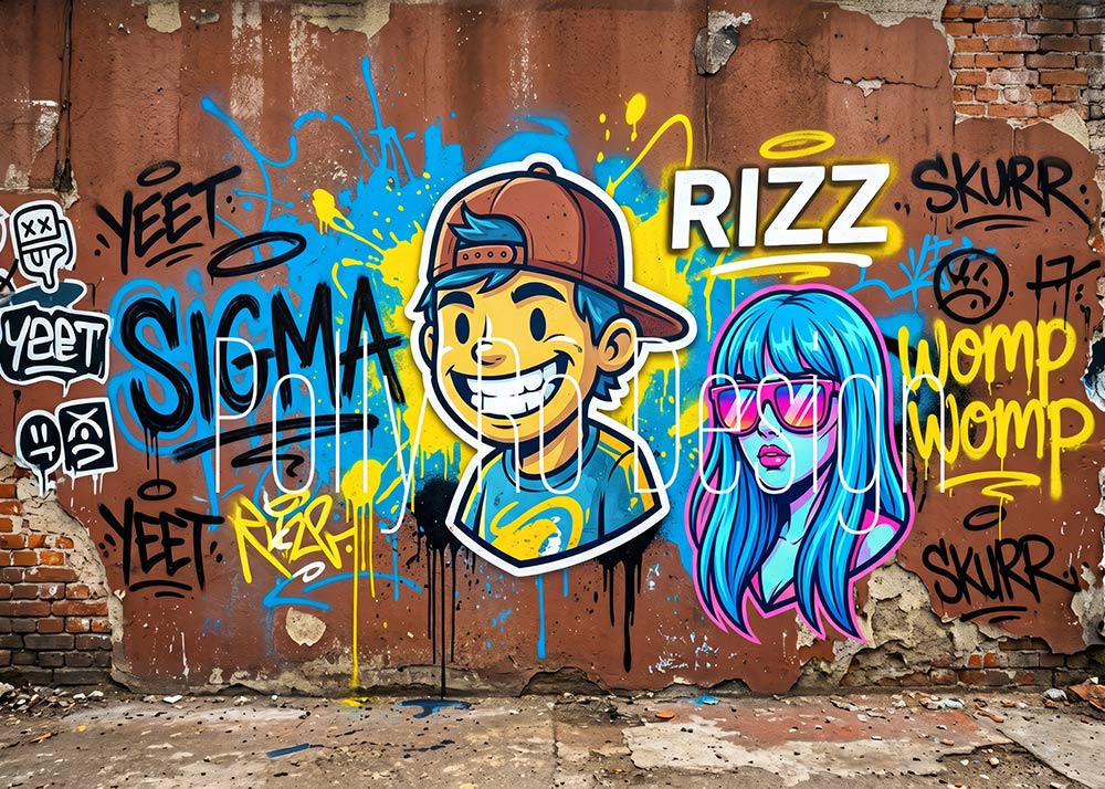 Avezano Urban Graffiti Cartoon Character Photography Backdrop Designed By Polly Ro Design