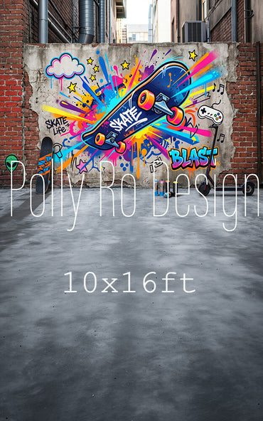Avezano Skate Life Graffiti Wall Photography Backdrop Designed By Polly Ro Design
