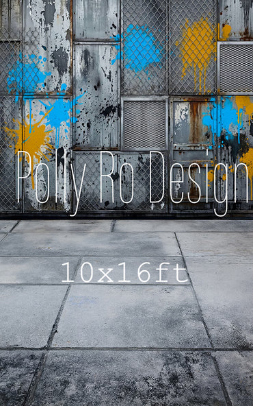 Avezano Industrial Graffiti Metal Grid Photography Backdrop Designed By Polly Ro Design