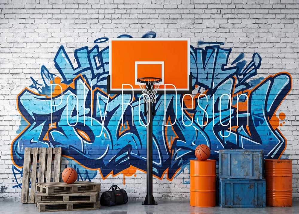 Avezano Basketball Hoop Graffiti Photography Backdrop Designed By Polly Ro Design