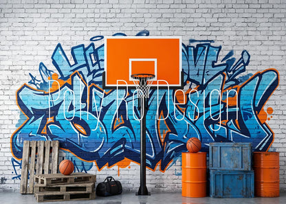 Avezano Basketball Hoop Graffiti Photography Backdrop Designed By Polly Ro Design