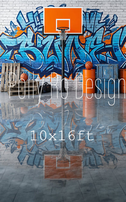 Avezano Basketball Hoop Graffiti Photography Backdrop Designed By Polly Ro Design