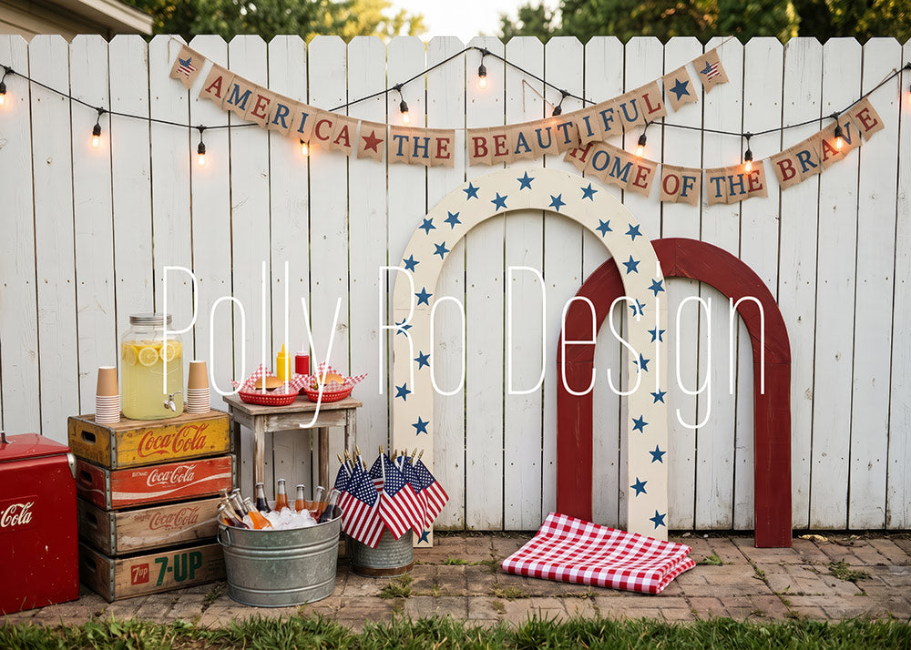 Avezano American Flag Patriotic BBQ Photography Backdrop Designed By Polly Ro Design