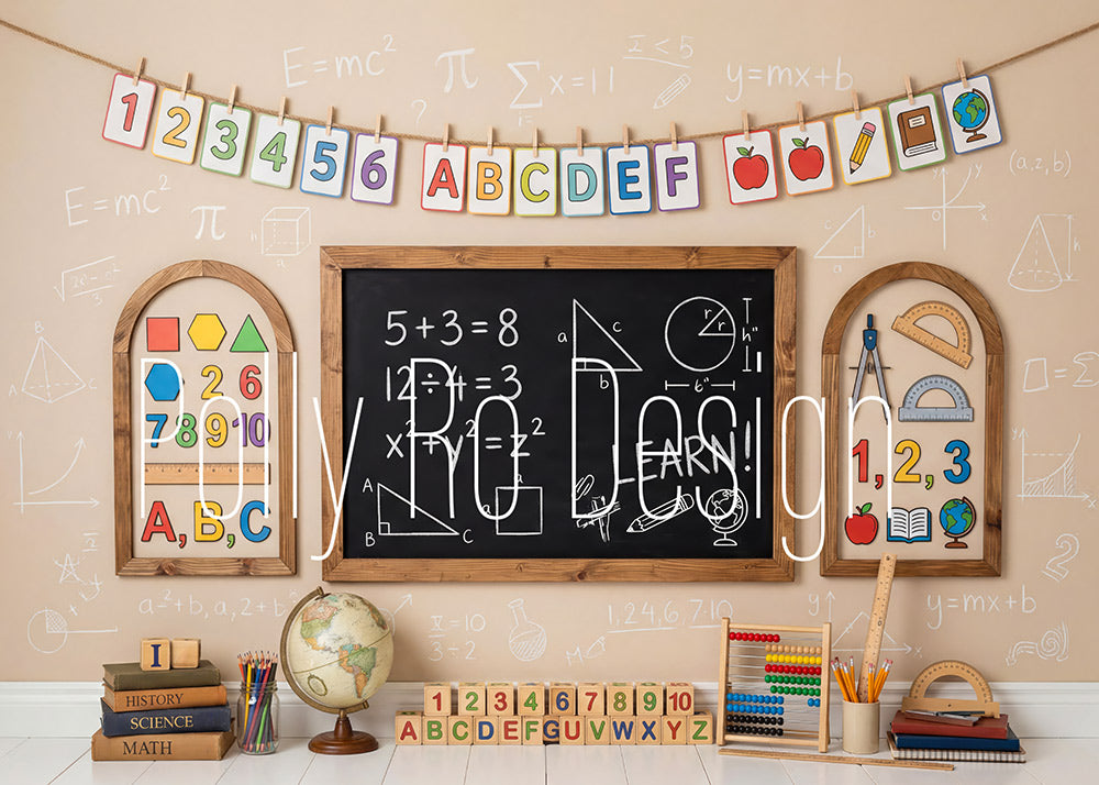 Avezano Classroom Math Science Back to School Photography Backdrop Designed By Polly Ro Design