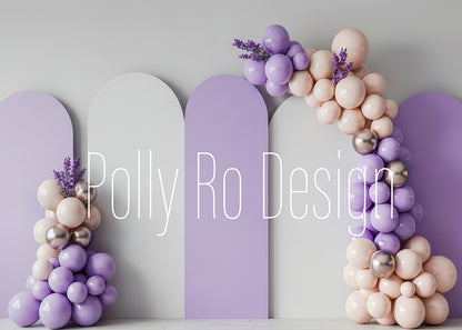 Avezano Purple Lavender Balloon Arch Photography Backdrop Designed By Polly Ro Design