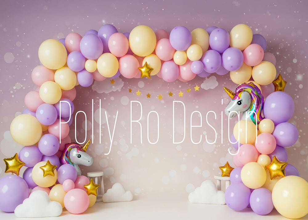 Toile de fond pour photographie de baiser de roses et de ballons de la Saint-Valentin d'Avezano conçue par Polly Ro Design