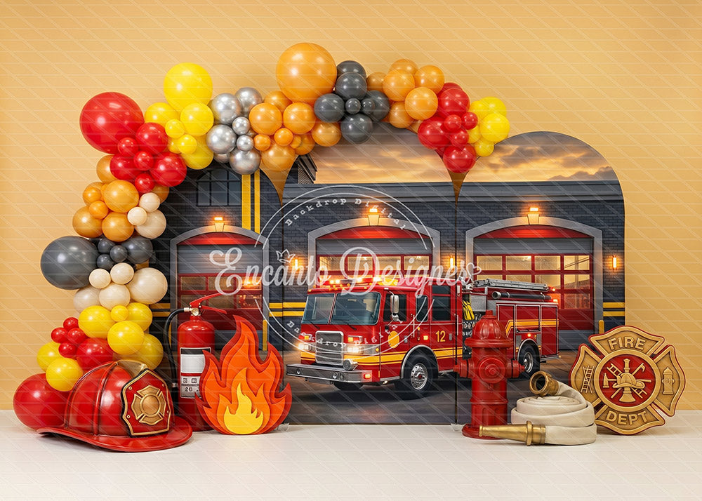 Avezano Fire Truck Station Birthday Photography Background By Encanto Designer