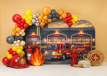 Avezano Fire Truck Station Birthday Photography Background By Encanto Designer