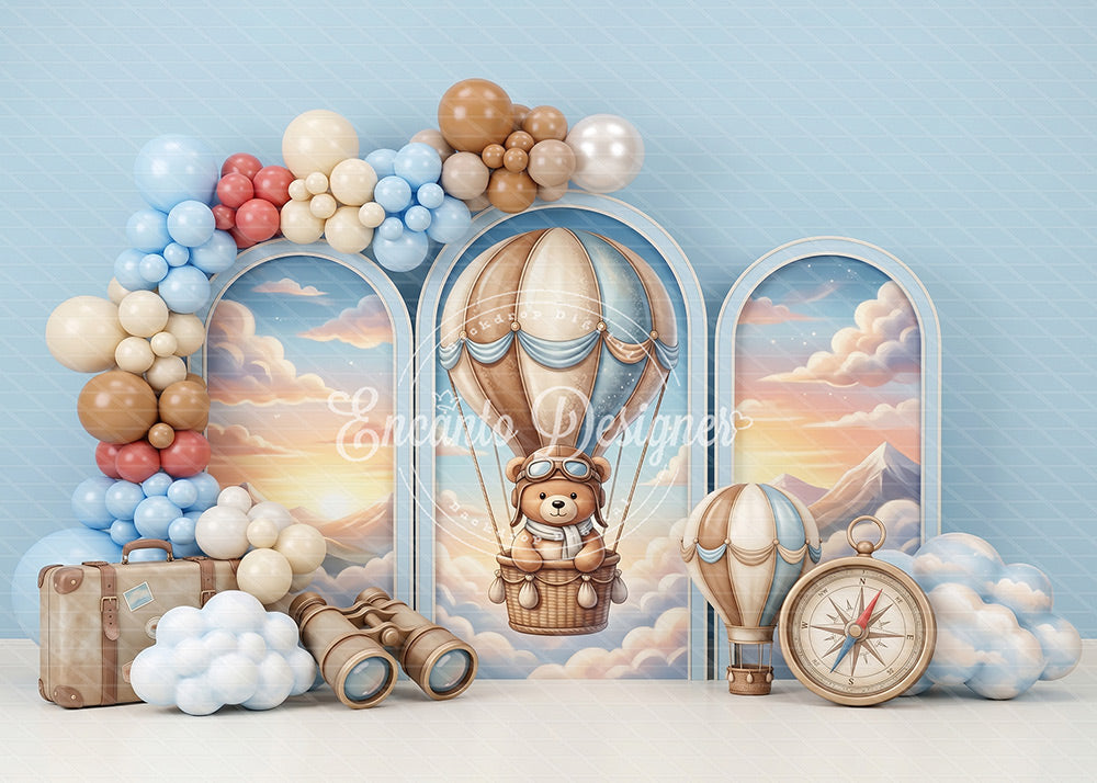 Avezano Hot Air Balloon Bear Adventure Photography Background By Encanto Designer