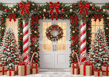 Avezano Candy Cane Window Christmas Photography Background By Encanto Designer