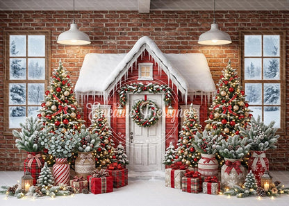 Avezano Indoor Brick Cabin Xmas Photography Background By Encanto Designer