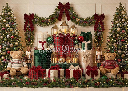 Avezano Teddy Nutcracker Bow Christmas Photography Background By Encanto Designer